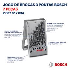 Jogo De Brocas Bosch 3 Pontas Com 7 Peças