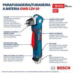 Furadeira E Parafusadeira A Bateria Gwb 12v-10 Com Maleta E Sem Bateria - Bosch