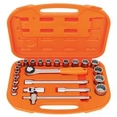 Maleta Com Soquetes Estriados E Acessórios 1/2” Milímetros 23 Peças Tramontina Pro - 44833/222