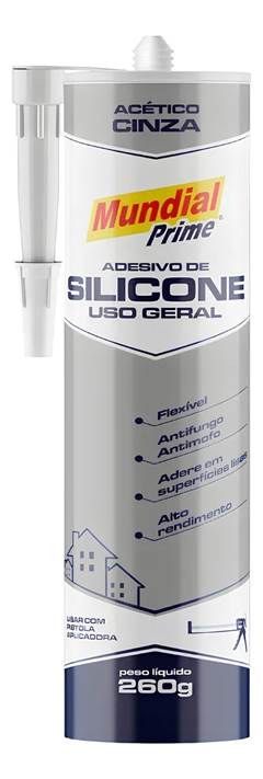 ADES SILICONE ACETICO 260G MP CINZA - MUNDIAL PRIME