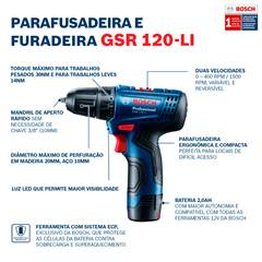 Parafusadeira Furadeira A Bateria Bosch Gsr 120-Li, 12v Sem Bateria