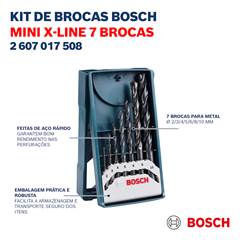 Jogo De Brocas Metal Bosch Mini X-Line 2-10mm 7 Peças