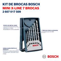 Jogo De Brocas Para Alvenaria Bosch Mini X-Line 3-8mm 7 Peças